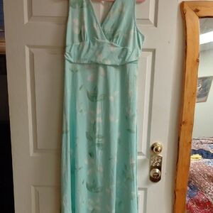 Light Aqua Floral Maxi Dress